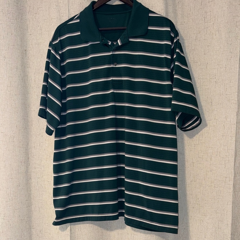 Stylish Green Striped Polo Shirt